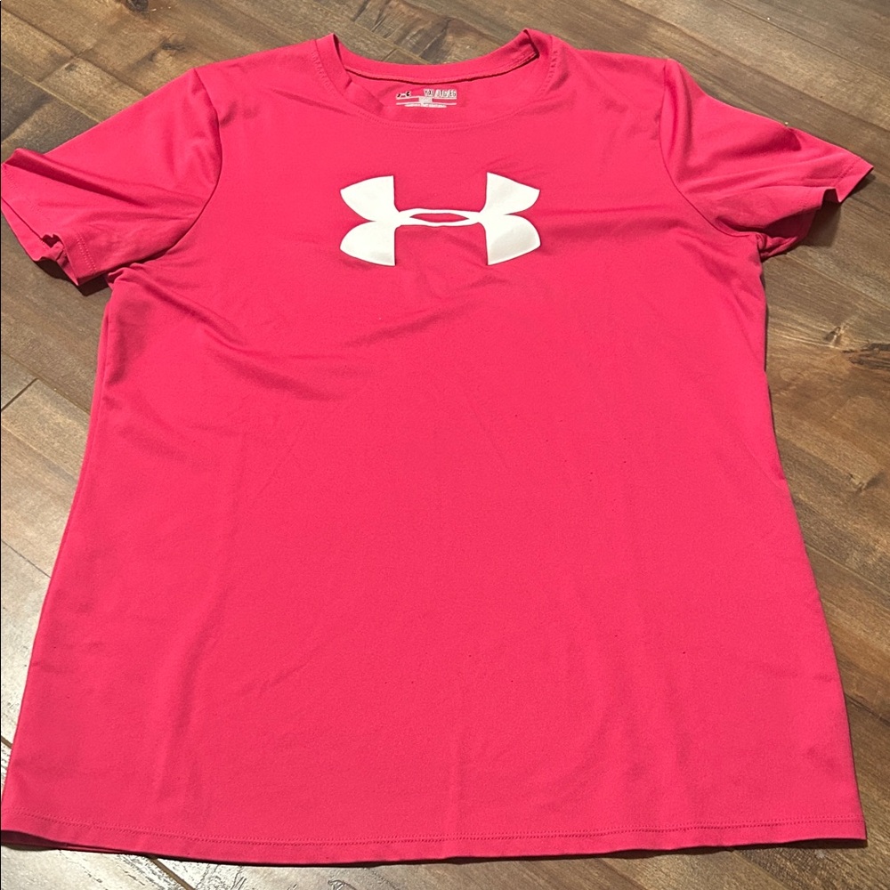 Under Armour Bright Pink Tee with White Logo